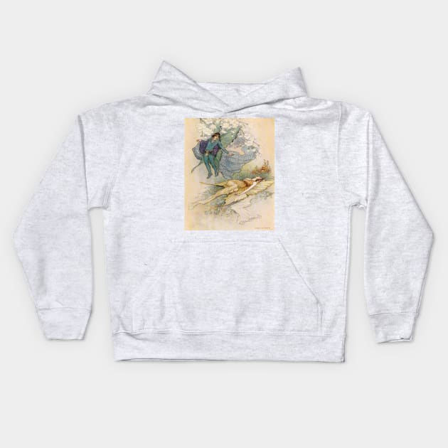 Warwick Goble Fairy Tale Artwork Kids Hoodie by PaperMoonGifts